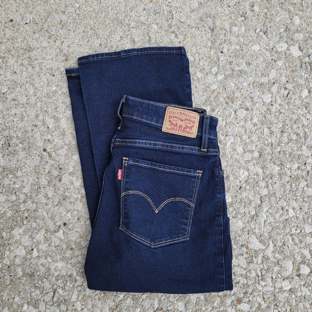 Levi's 725 High Rise Dark Rinse Classic Stretch Bootcut Jeans 27 X 32